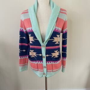Ellison Southwestern Aztec Print Cardigan Sweater Sz M